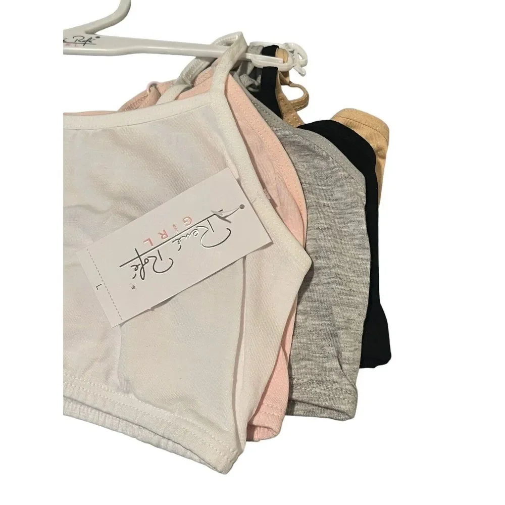 Rene Rofe Bralettes 5-Pack Girls Large Cotton Spandex Multicolor Soft Comfort - Picture 2 of 8
